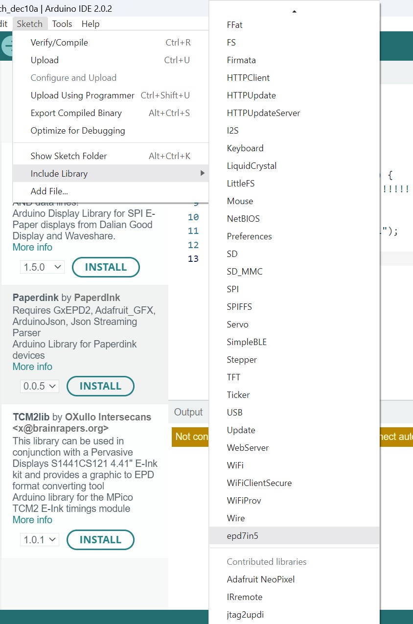 Epd Library Arduino IDE